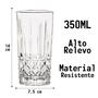 Imagem de Kit 6 Copos Alto Linha Lujita Transparente Texturizado 350 Ml Para Suco Agua - Mimo Style