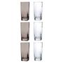 Imagem de Kit 6 Copos de Vidro 320ML 3 Transparente e 3 Cinza Drink Suco