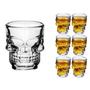 Imagem de Kit 6 Copos Tequila Shot Caveira Dose Whisky Drink Vidro Bar