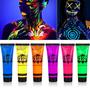 Kit 6 Cores Tinta Neon Fluorescente Corporal E Rosto 25ml Para Maquiagem De Festa Halloween Carnaval Imagem de Kit 6 Cores Tinta Neon Fluorescente Corporal E Rosto 25ml Para Maquiagem De Festa Halloween Carnaval
