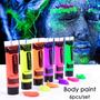 Kit 6 Cores Tinta Neon Fluorescente Corporal E Rosto 25ml Para Maquiagem De Festa Halloween Carnaval Imagem de Kit 6 Cores Tinta Neon Fluorescente Corporal E Rosto 25ml Para Maquiagem De Festa Halloween Carnaval