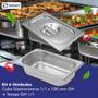 Imagem de Kit 6 Cuba Gastronômica Aço Inox Para Buffet GN 1/4x65MM Com Tampa Sebem