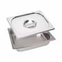 Imagem de Kit 6 Cubas Gastronomicas Inox Gn 1/2x100 mm E 6 Tampas 1/2 para Buffet Sebem