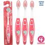 Imagem de Kit 6 Escovas de Dente Infantil Dinossauro Macia Dental Acima de 3 Anos Cabo Emborrachado Rosa Azul YS43370