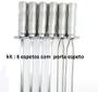 Imagem de kit 6 Espetos de churrasco Em Inox Simples E Duplo 44cm com Porta Espeto