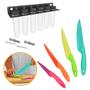 Imagem de Kit 6 Facas Coloridas + Porta Tempero e Condimento de Parede Com 6 Frascos de 25 ml Multiuso