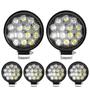 Imagem de Kit 6 Farol 14 Leds Milha Off Road Redondo 42W Jeep 12V/24V