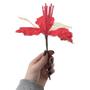 Imagem de Kit 6 Flores Vermelhas Com Cabo Artificial Decoração De Natal Com Glitter 22cm