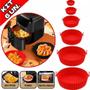Imagem de Kit 6 Formas Antiaderente Air Fryer Em Silicone Reutilizável Protetor Mirco Ondas Panela Forno