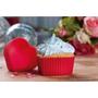Imagem de Kit 6 Forminhas Coracao de Silicone para Cupcake e Muffin Vermelha  Mor 