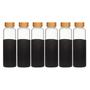 Imagem de Kit 6 Garrafa De Vidro Silicone Tampa Bambu 550ml Design Charmoso Antiderrapante Portáteis