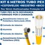 Imagem de Kit 6 Metros Tubo Pex 16mm P/ Gás + Cotovelos + Registro + Adaptador Tubulação GLP GN Residencial ASTRA