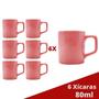 Imagem de kit 6 Mini Canecas Chá 80mL Xícaras Rosa Café Expresso