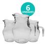 Imagem de Kit 6 Mini Jarra De Vidro Lisa Transparente Com Alça Agua Suco Clássica 500mL