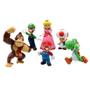 Imagem de Kit 6 Miniaturas Super Mario Bros Coleção Luigi Yoshi Princesa Peach Donkey Kong Cogumelo Toad