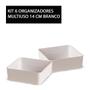 Imagem de Kit 6 Organizador Multiuso Modular De Plástico Branco Quadrado 14,5 x 14,5 x 5 cm