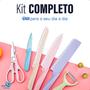 Imagem de Kit 6 Peças De Facas Para Cozinha Antiaderente Fio Navalha Colorido Top