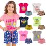 Imagem de Kit 6 Peças de Roupa Infantil Menina Feminino 3 Conjuntos de Verão Infantil Tam 1 ao 10 anos