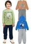 Imagem de Kit 6 peças Roupa Inverno Conjunto Menino Blusas 1 Com Capuz e 2 Sem Capuz + 3 Calças Moletom