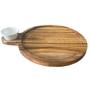 Imagem de Kit 6 Petisqueira Teca 23cm Servir com Cabo e Ramekin 30ml Tábua Aperitivo Queijos