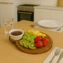 Imagem de Kit 6 Petisqueira Teca 23cm Servir com Cabo e Ramekin 30ml Tábua Aperitivo Queijos