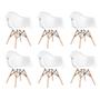 Imagem de Kit 6 Poltronas Eames de Madeira com Braço Daw com Assento Branco