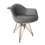 Imagem de Kit 6 Poltronas Jantar Eames Eiffel Estofadas Cinza Base Cobre