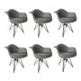 Imagem de Kit 6 Poltronas Jantar Eames Eiffel Estofadas Cinza Base Ferro Preto