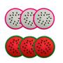 Imagem de Kit 6 Porta Copos Formato De Fruta Suporte Descanso Melancia E Pitaya