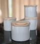 Imagem de Kit 6 Porta Treco / Condimentos / Mantimentos 200ml - Potes Porcelana Tampa Pinus