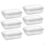 Imagem de Kit 6 Pote De Plástico Alimentos Retangular Com Travas 1,1 L