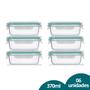 Imagem de Kit 6 Pote Hermético Compacto Marmita Fit 370ml Vidro Resistente Design Elegante Empilhável