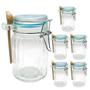 Imagem de Kit 6 Pote Hermético De Vidro Com Trava e Colher de Bambu Redondo 280ml