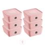 Imagem de Kit 6 Pote Plastico Rosa Quadrado 500ml  Gourmet  Fit