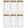 Imagem de Kit 6 Potes Borossilicato Hermético Tampa Bambu 800ml Class