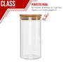 Imagem de Kit 6 Potes Borossilicato Hermético Tampa Bambu 800ml Class