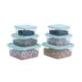 Imagem de Kit 6 Potes De Plástico Quadrado Com Tampa 250Ml, 500Ml E 1L