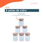 Imagem de Kit 6 potes de vidro herméticos com tampa de bambu 110ml - Oikos