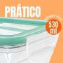 Imagem de Kit 6 Potes Hermeticos com Trava 500ml Plástico p/ Freezer Microondas Retangulares Livre BPA