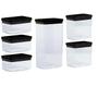 Imagem de Kit 6 Potes Hermeticos Lummini Retangular Black Paramount