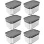 Imagem de Kit 6 Potes Herméticos Retangulares Pequenos com Tampa 650ml Porta Mantimentos Cozinha