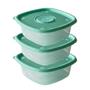 Imagem de Kit 6 potes plástico 1Litro alimentos frutas salada grãos vasilha marmita comida microondas Plasútil