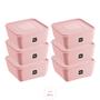 Imagem de Kit 6 Potes Plastico Rosa Quadrado 2,5L Linha Gourmet