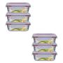 Imagem de Kit 6 Potes Retangular 4 Travas Marmita Canelado 1520ml