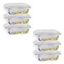 Imagem de Kit 6 Potes Retangular 4 Travas Marmita Canelado 640ml