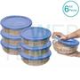 Imagem de Kit 6 Potes Tigela Saladeira de Vidro com Tampa Plástica Oceani 3,8 litros Vitazza: Para Servir e Organização de Cozinha e Geladeira Opção Sustentável