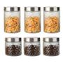 Imagem de Kit 6 Potes Vidro Rattan Tampa Inox 800 e 1200ml Class Home