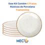 Imagem de Kit 6 Pratos 25 cm Raso Porcelana Rustica Decorada Reforçada Tramontina Mesa Jantar Almoço Familia