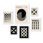 Imagem de Kit 6 Quadros Abstratos Bauhaus Preto Bege - Com Vidro