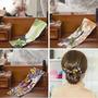 Imagem de Kit 6 Rabicó faixa de cabelo estampada prática para coque feminina
